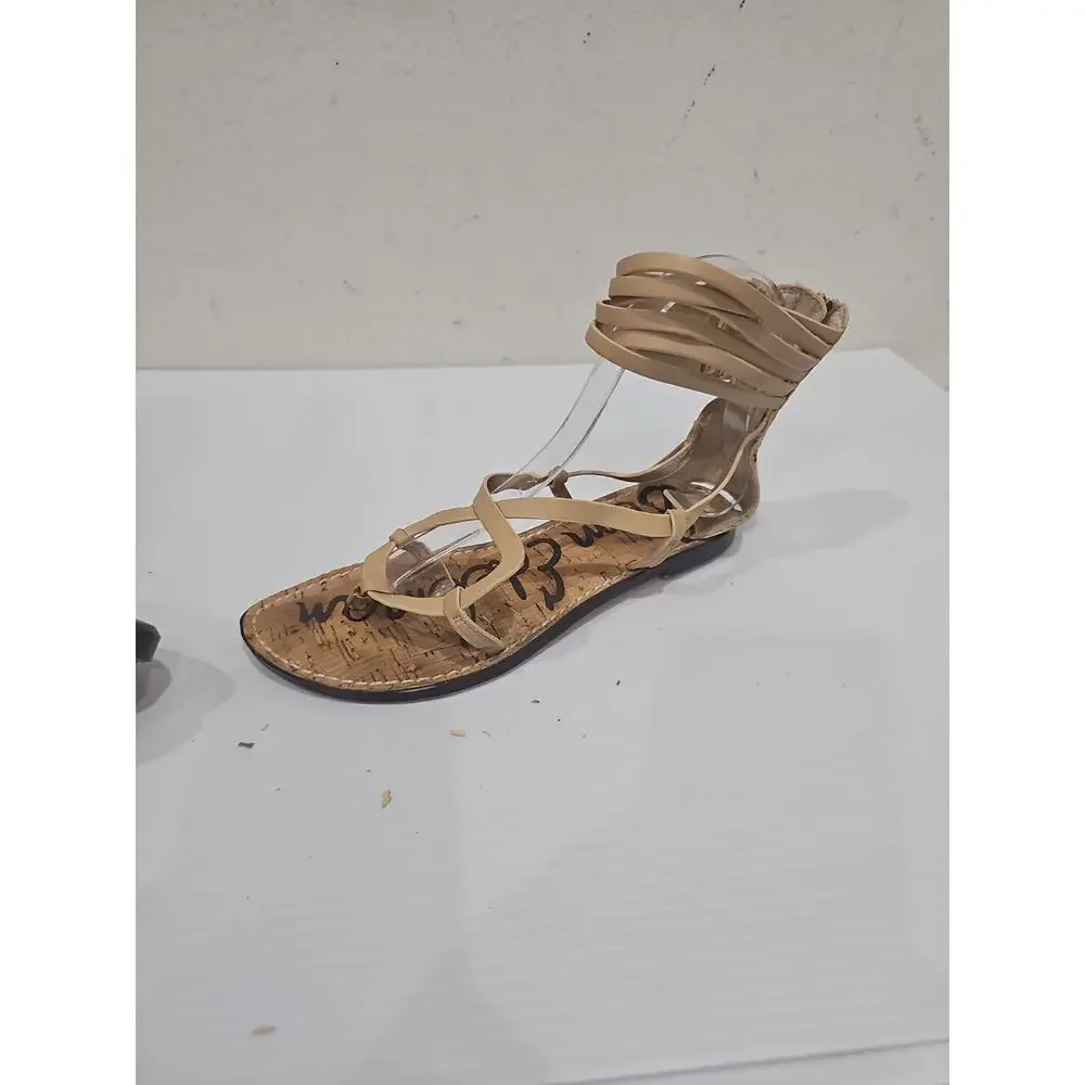 Sam Edelman "Glenda" Gladiator Sandal - Women's Size 6.5M Beige Tan Flats - Picture 8 of 9